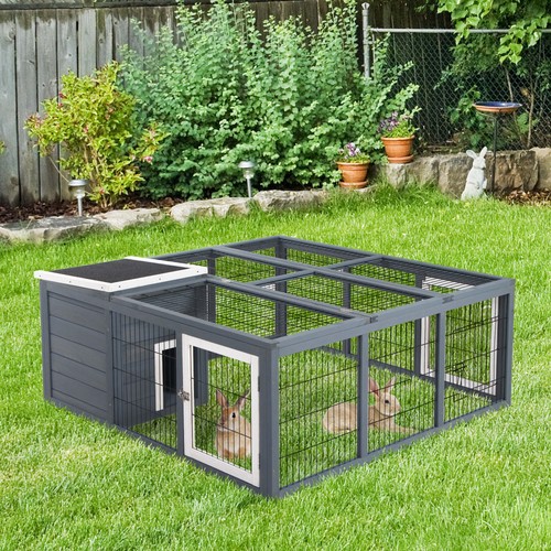 Pawhut rabbit hutch guinea - rabbit, hutch,
