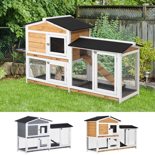 Tier wooden rabbit hutch - 2-tier,
