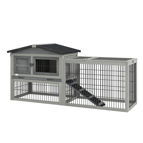 Pawhut wooden rabbit - wooden, hutch