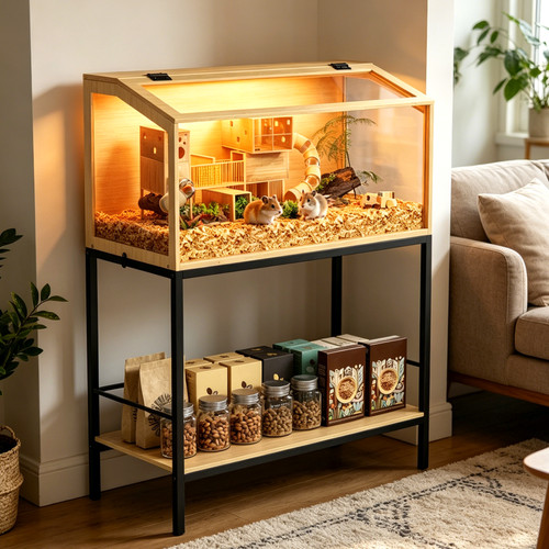 Large elevated wooden hamster - large,